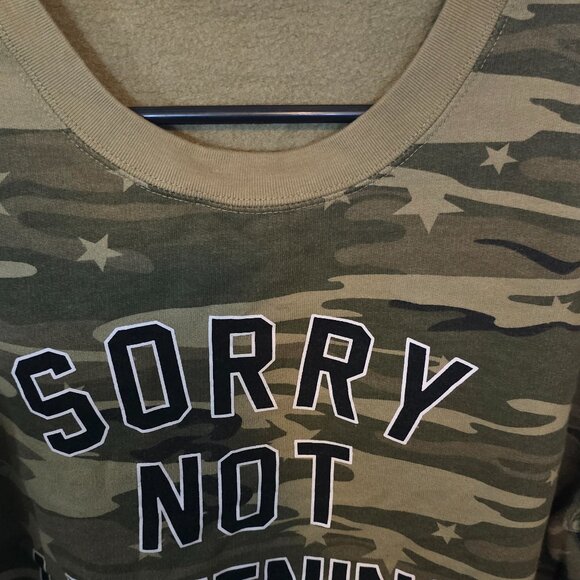 SORRY NOT LISTENING CAMO PULLOVER size XS - Picture 2 of 3